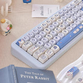 Cute Blue Meow Meow Theme Cat PBT Keycap Set for Mechanical Keyboard, Kawaii Keycap Set, Artisan Keycap Set, MOA Profile, PBT DyeSub, 114pcs